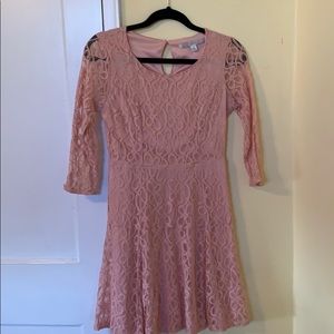 Blush, lace Lauren Conrad midi dress